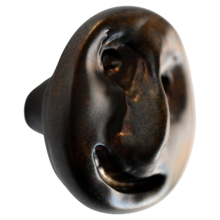 Face Knob in Blackened Brass by Mike Serra