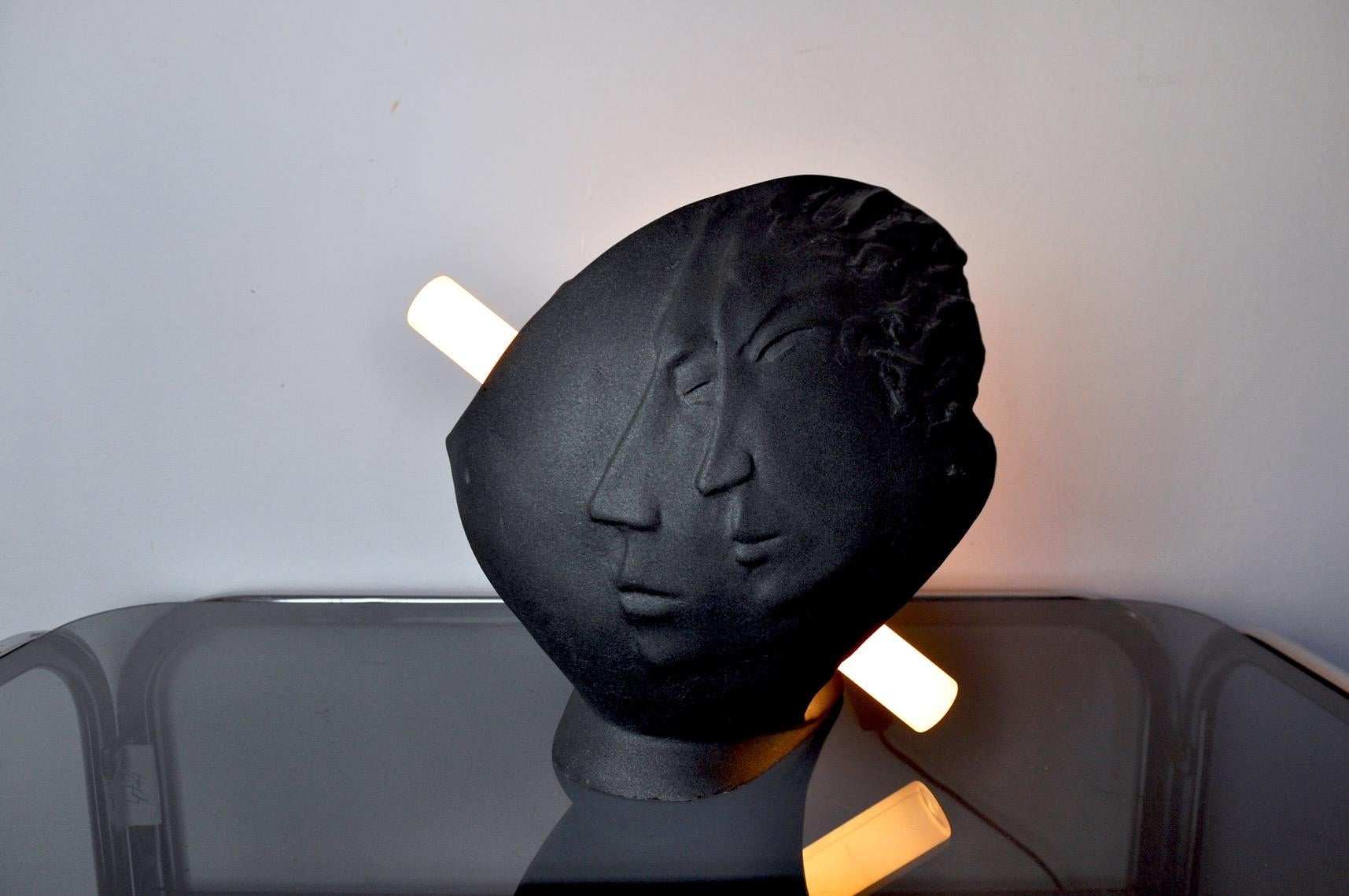 Face Plaster Lamp France 1970 In Good Condition For Sale In BARCELONA, ES