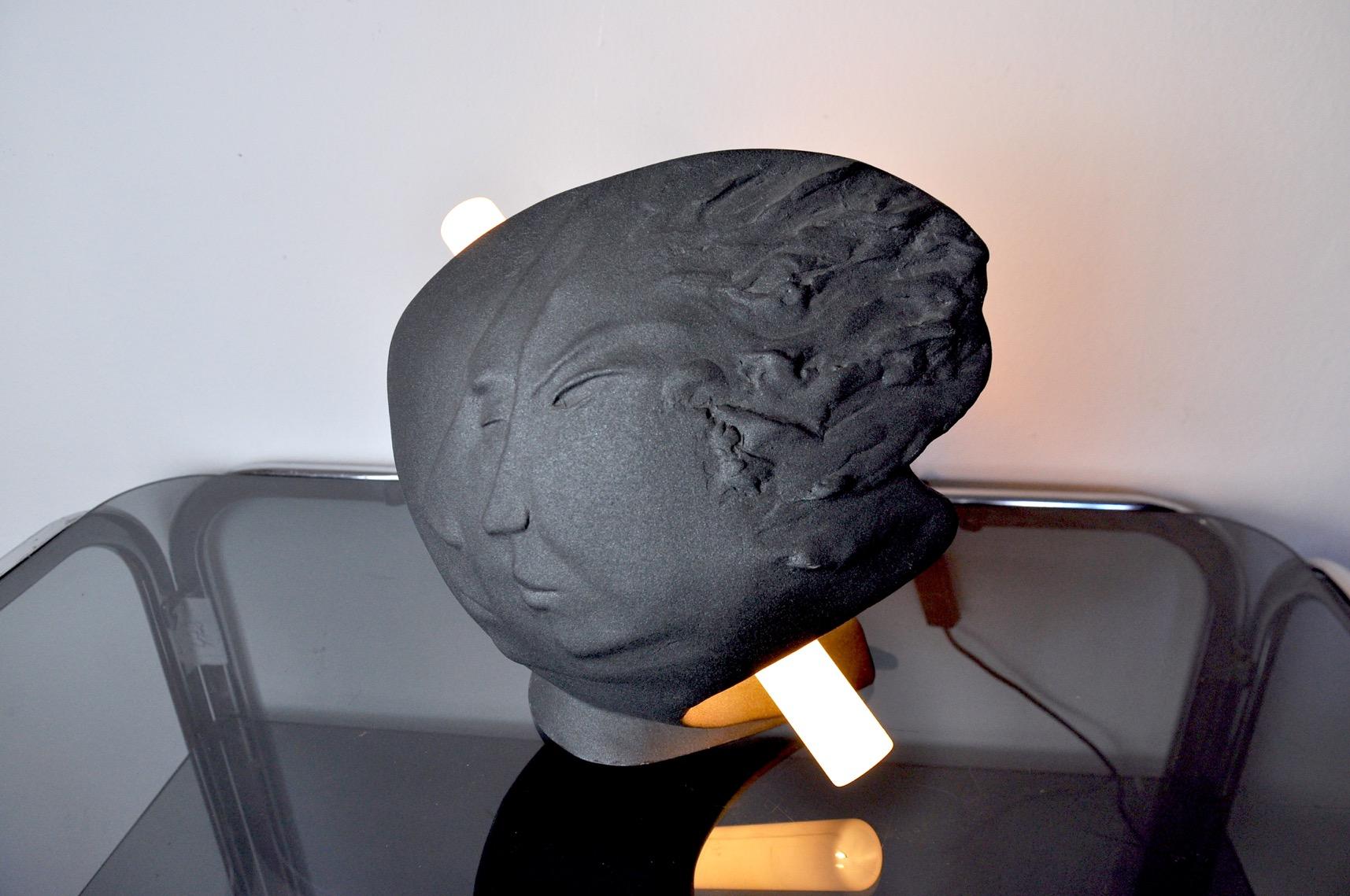 Late 20th Century Face Plaster Lamp France 1970 For Sale