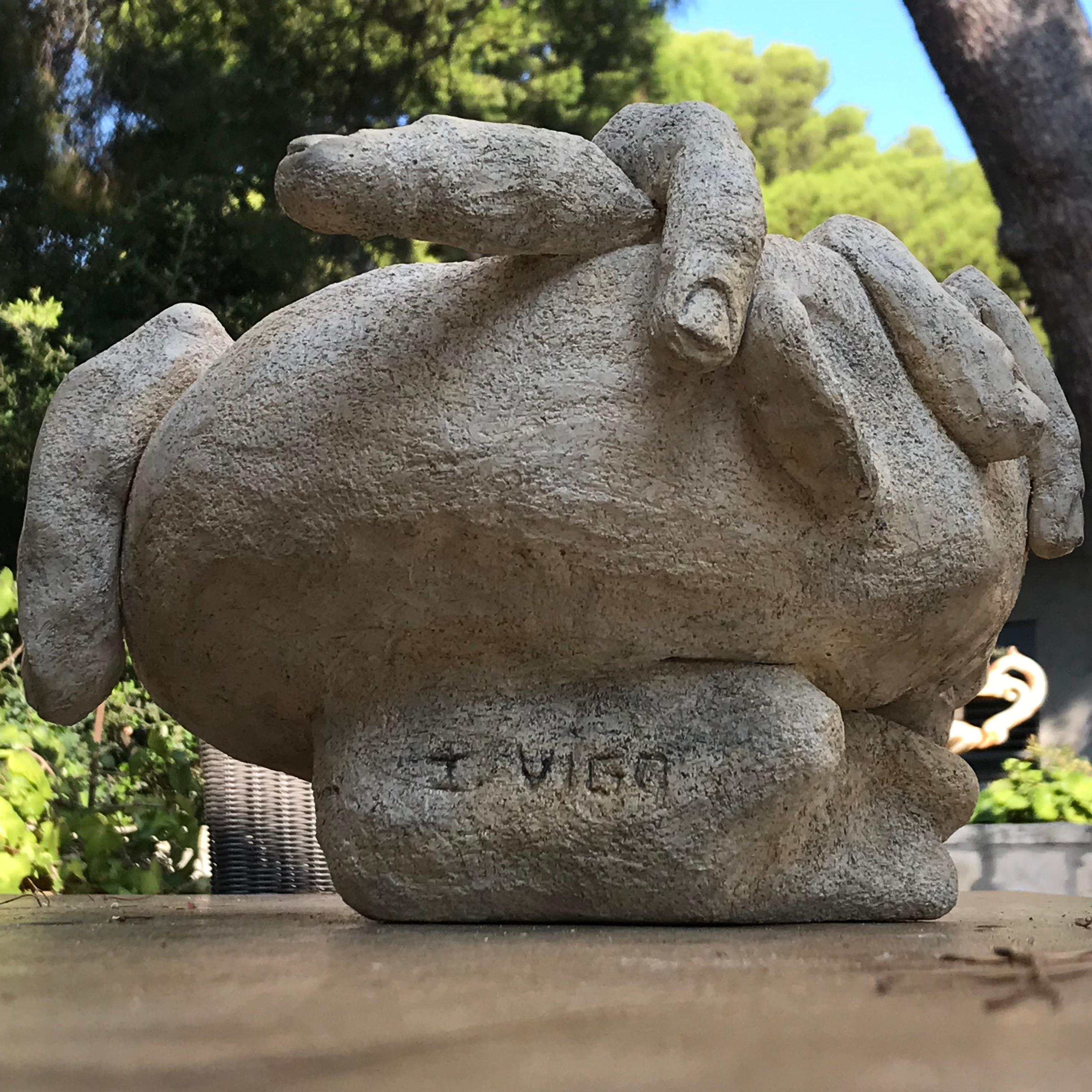 Sculpture de visage de Vallauris, grès, signée par Isabelle Vigo Bon état - En vente à Munich, DE