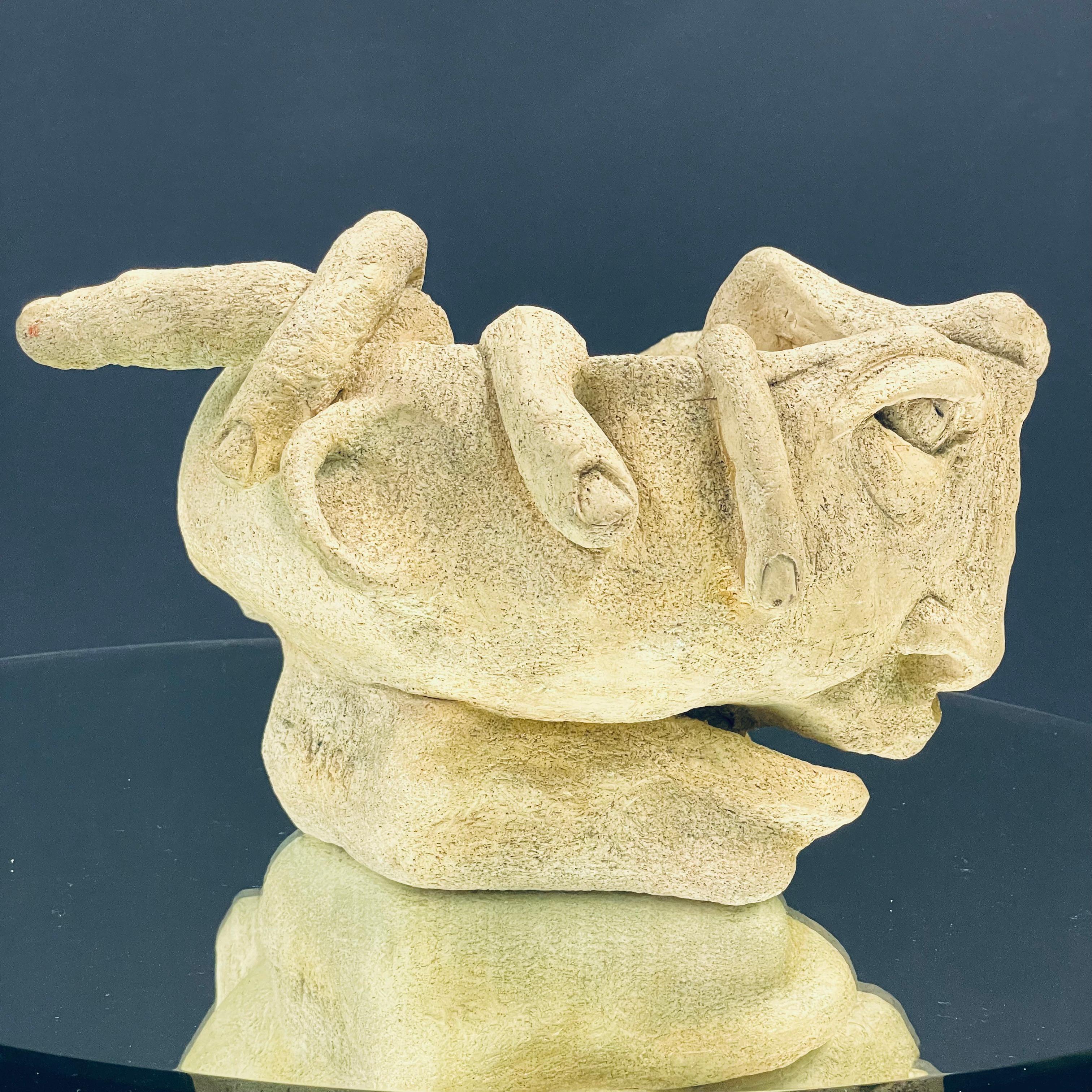 Face Sculpture from Vallauris, Stoneware, signed by Isabelle Vigo For Sale 2
