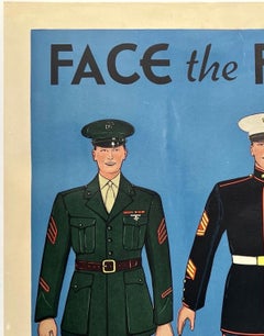 FACE THE FUTURE! WITH THE U.S. MARINES Original Vintage WWII World War Poster