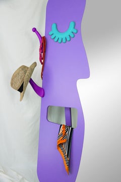 Face to Face Wall Mirror: Elegant Lilac Full-Length Mirror with Hanger