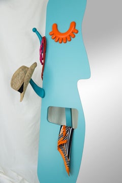 Face to Face Wall Mirror: Captivating Turquoise Full-Length Mirror with Hanger
