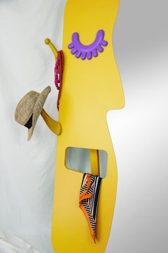 Face to Face Wall Mirror: Vibrant Yellow Full-Length Mirror with Hanger