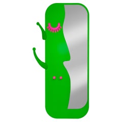 Face to Face Wall Mirror: Vibrant Green Dressing Mirror with Hanger