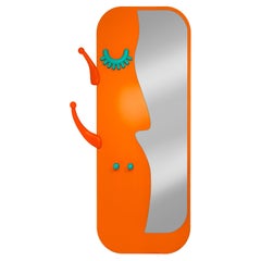 Face to Face Wall Mirror: Lively Orange Dressing Mirror with Hanger