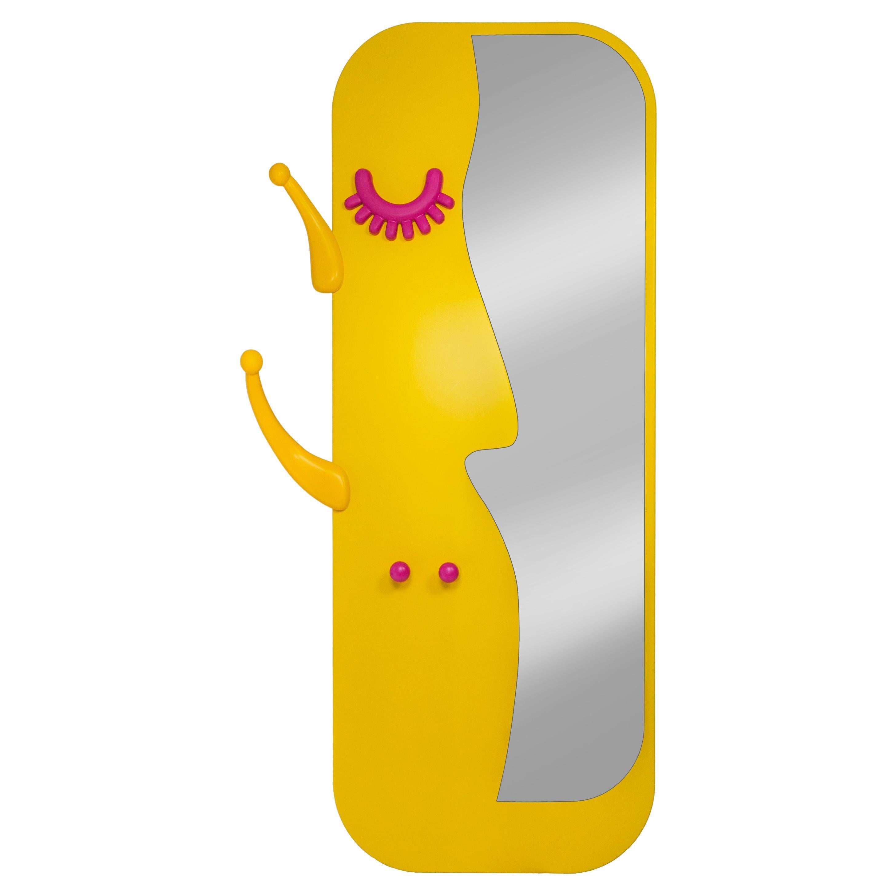 Face to Face M Yellow Colorful Wall Mirror For Sale