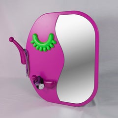 Face to Face Wall Mirror: Chic Pink Dressing Mirror with Hanger