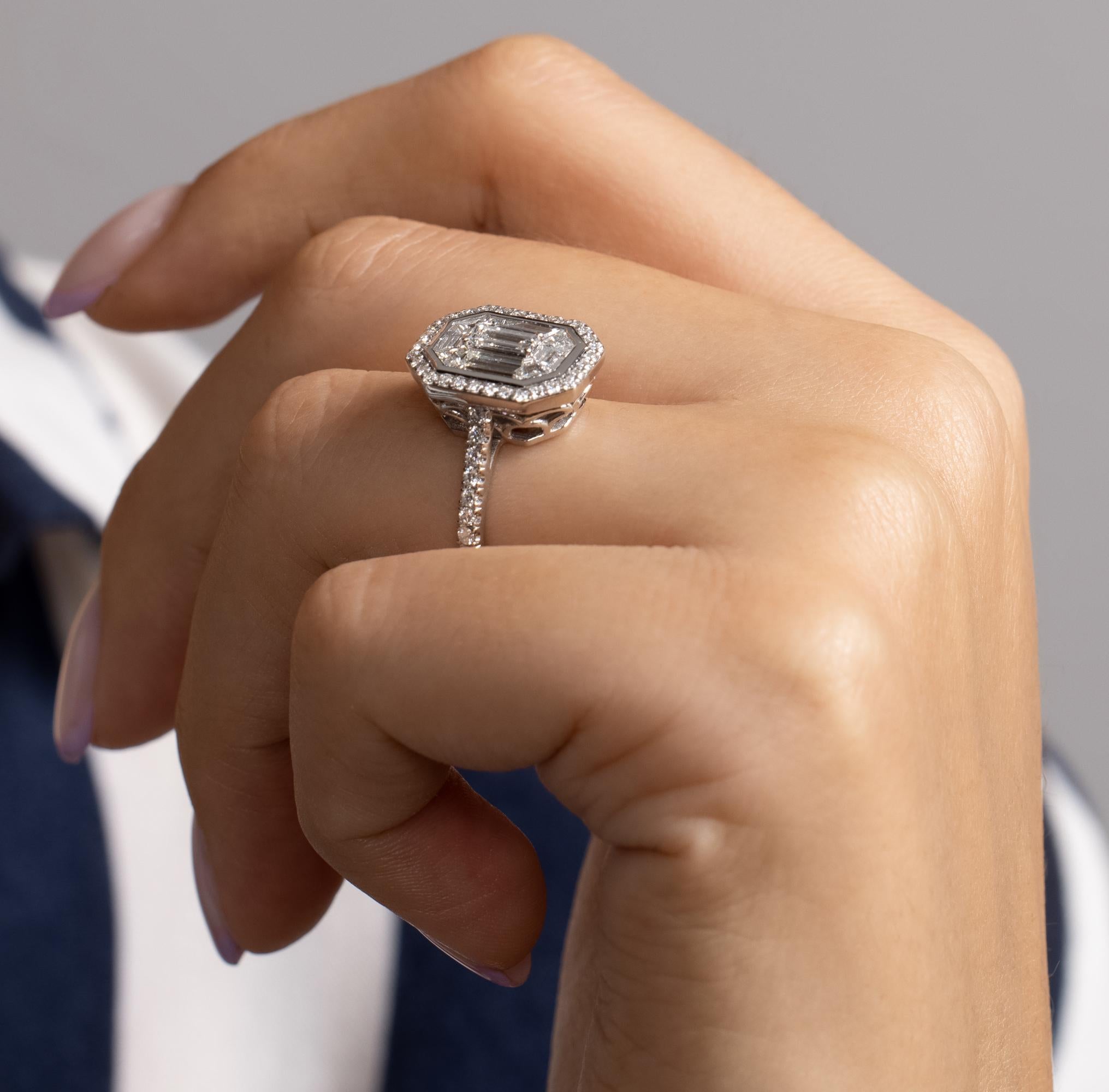 Face Up 5ct Emerald Mosaic Diamond Halo Engagement Wedding 14k Ring 5