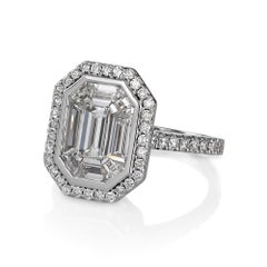 Face Up 5ct Emerald Mosaic Diamond Halo Engagement Wedding 14k Ring