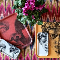 Face Wood Big Serving Tray Red