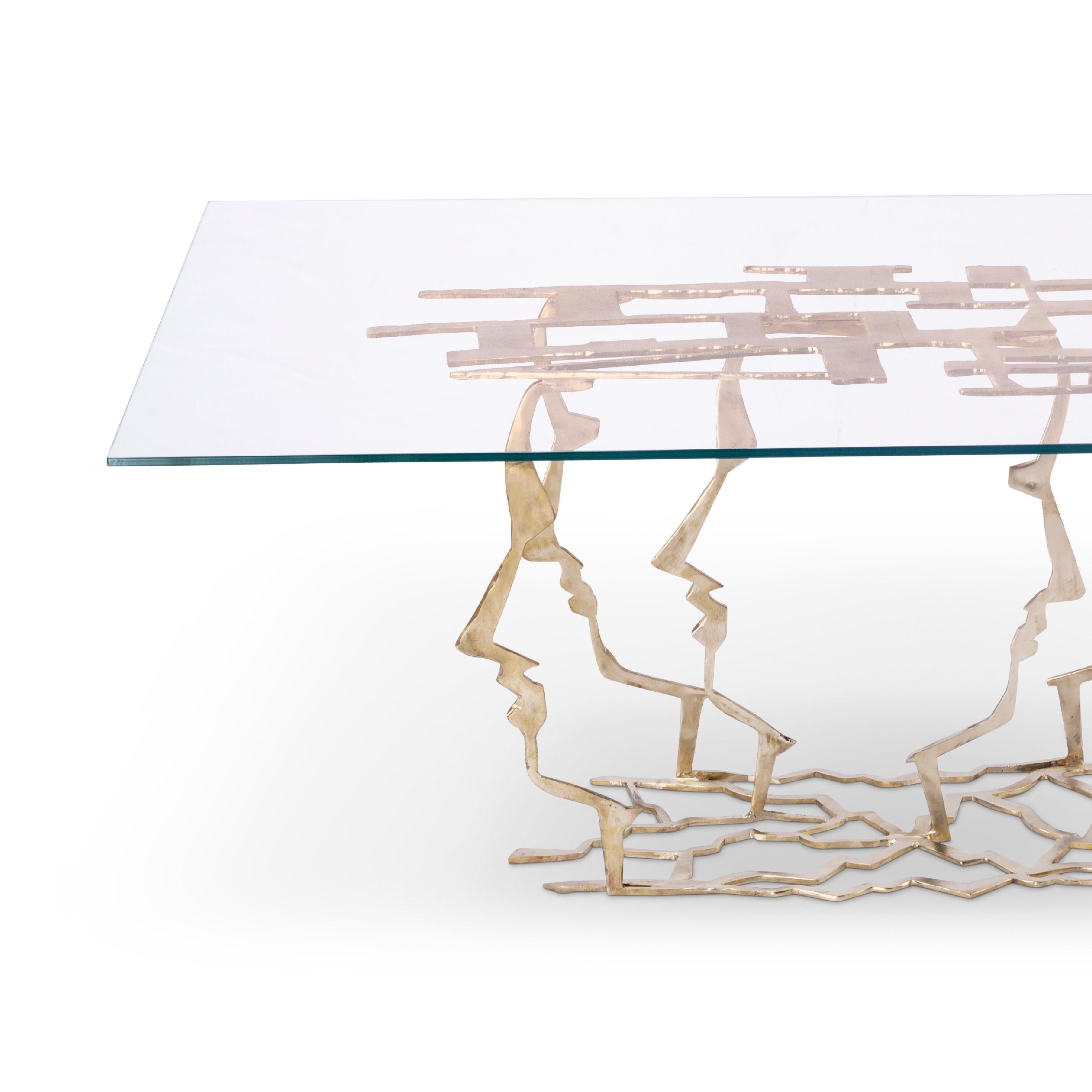 Materials: Brass and glass
Dimensions: 130Wx50Dx135H cm
faces figures brass artistic coffee table