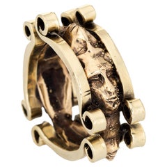 Faces Eternity Ring Vintage 14k Yellow Gold Band Artisan Fine Jewelry