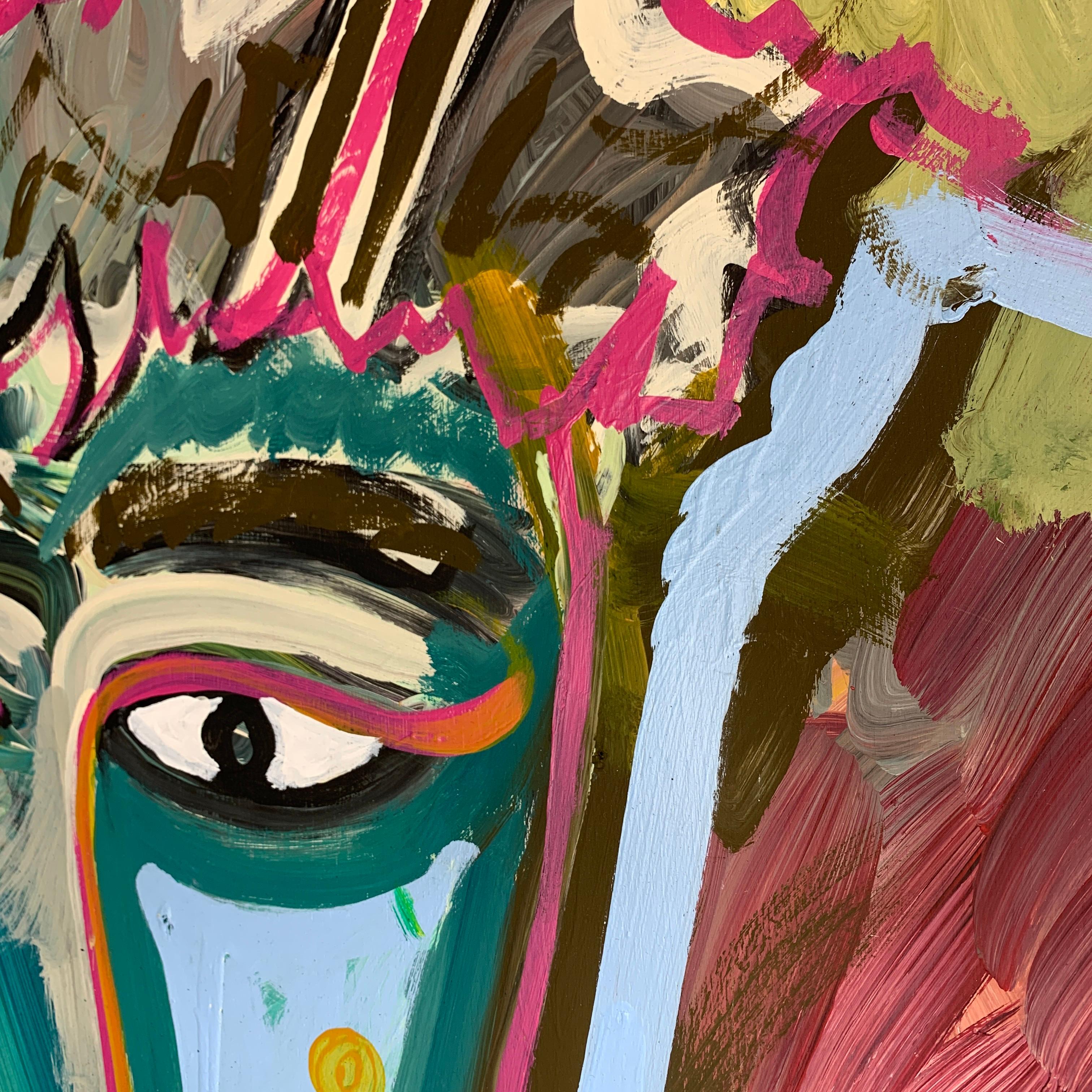 Caras en mi cabeza, Artista Outsider Drew, 2020 Pintado a mano en venta