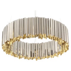 Facet Chandelier 1000mm / 39.25" in Polished Stainless Steel by Tom Kirk