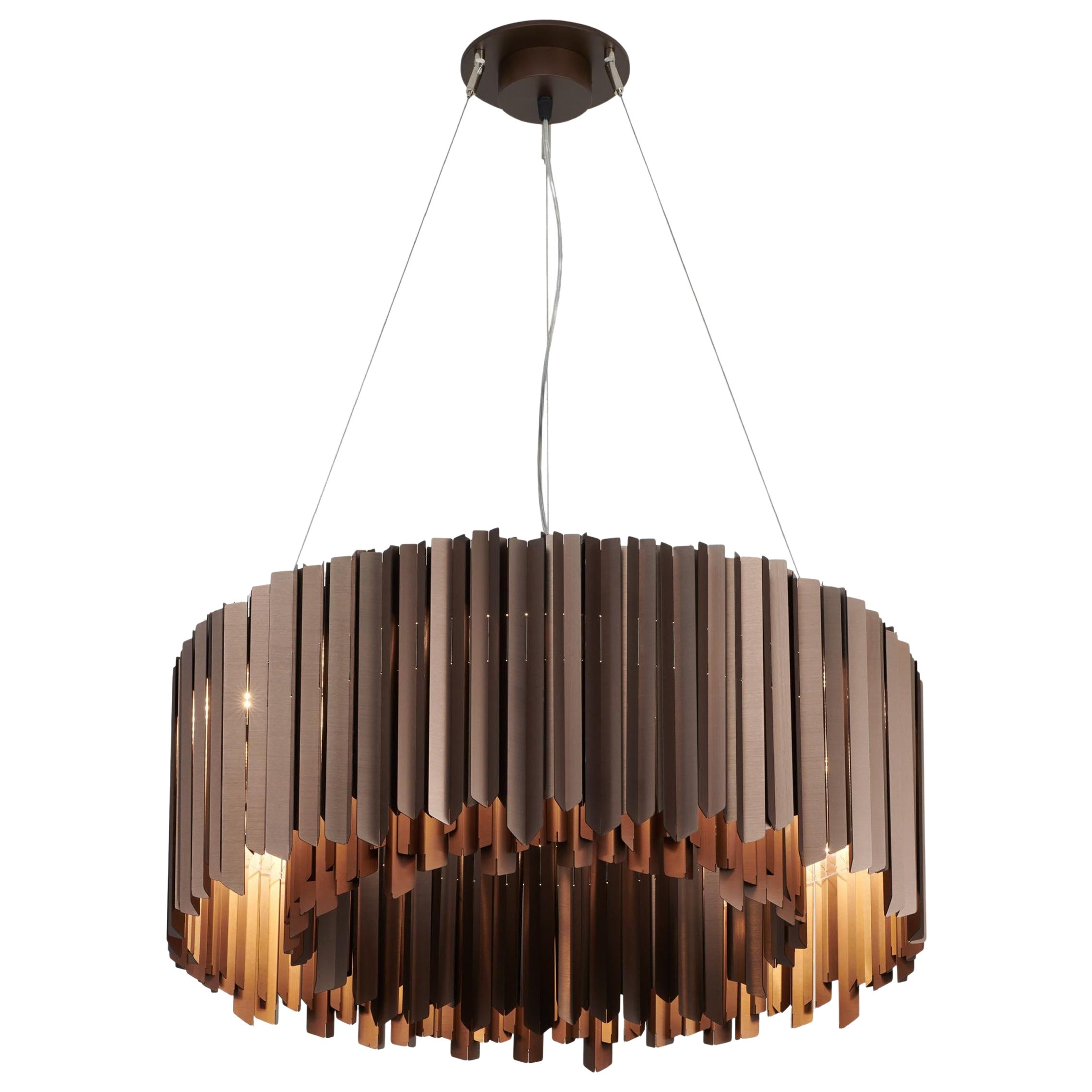Lampadario Facet 1000mm / 39.25" in bronzo satinato di Tom Kirk, certificato UL
