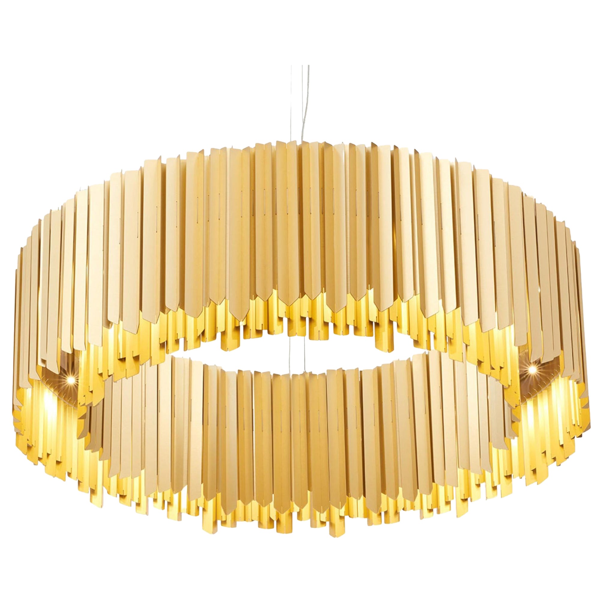 Lampadario Facet 1300mm / 51.25" in oro satinato di Tom Kirk, certificato UL