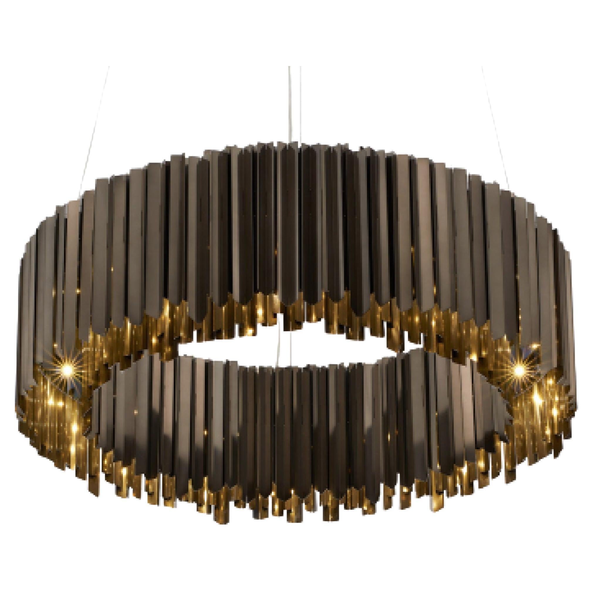 Facet Chandelier 700mm / 27.5" in Polished Black Nickel, by Tom Kirk UL Listed