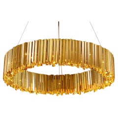 Facet Chandelier 700mm / 27.5" in Polished Gold by Tom Kirk, UL Listed