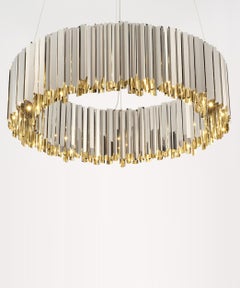 Facet Chandelier 1000mm / 39.25" in Polished Stainless Steel by Tom Kirk