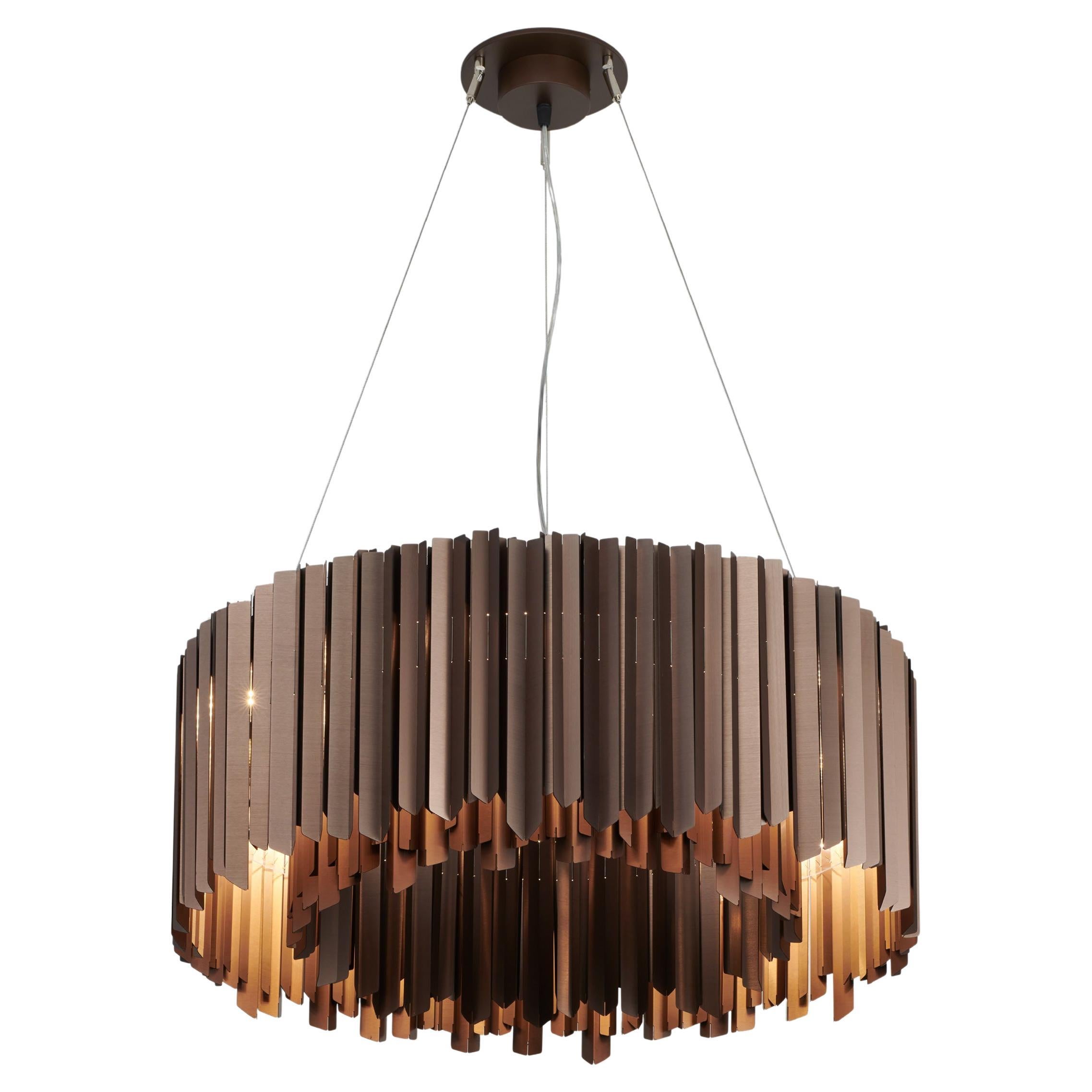 Facet Chandelier 700mm / 27.5" in Satin Bronze by Tom Kirk, UL Listed For Sale