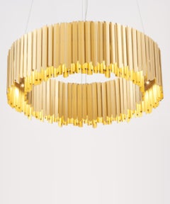 Facet Chandelier 1000mm / 39.25" in Satin Gold, UL Listed by Tom Kirk