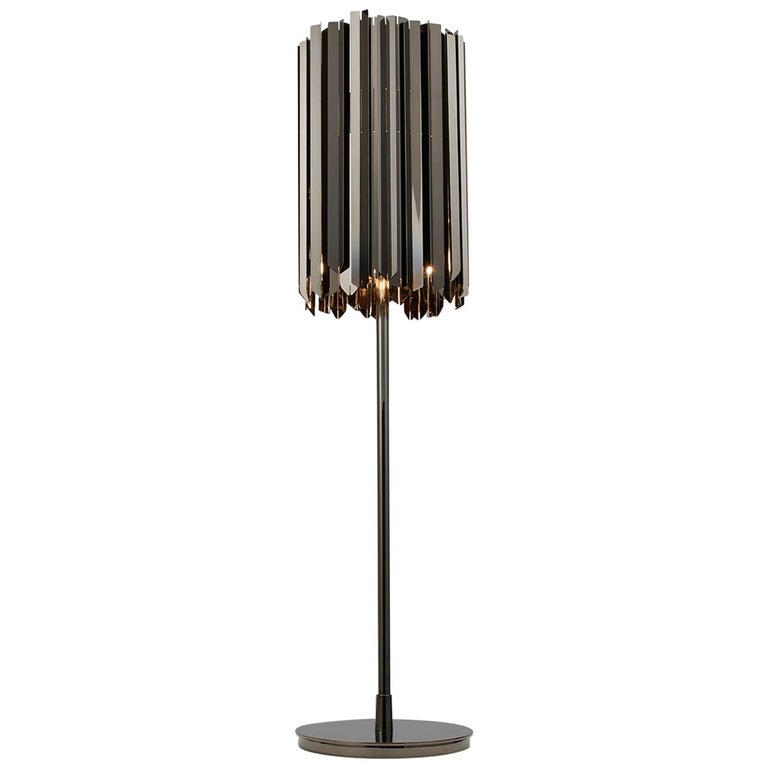 Facet Dimmable Table Lamp By Tom Kirk Finished In Polished Black Nickel