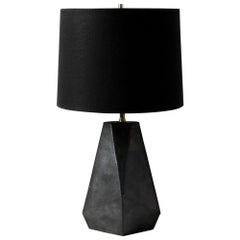 Facet Taper - Matte Bronze-Glazed Small Ceramic Table Lamp