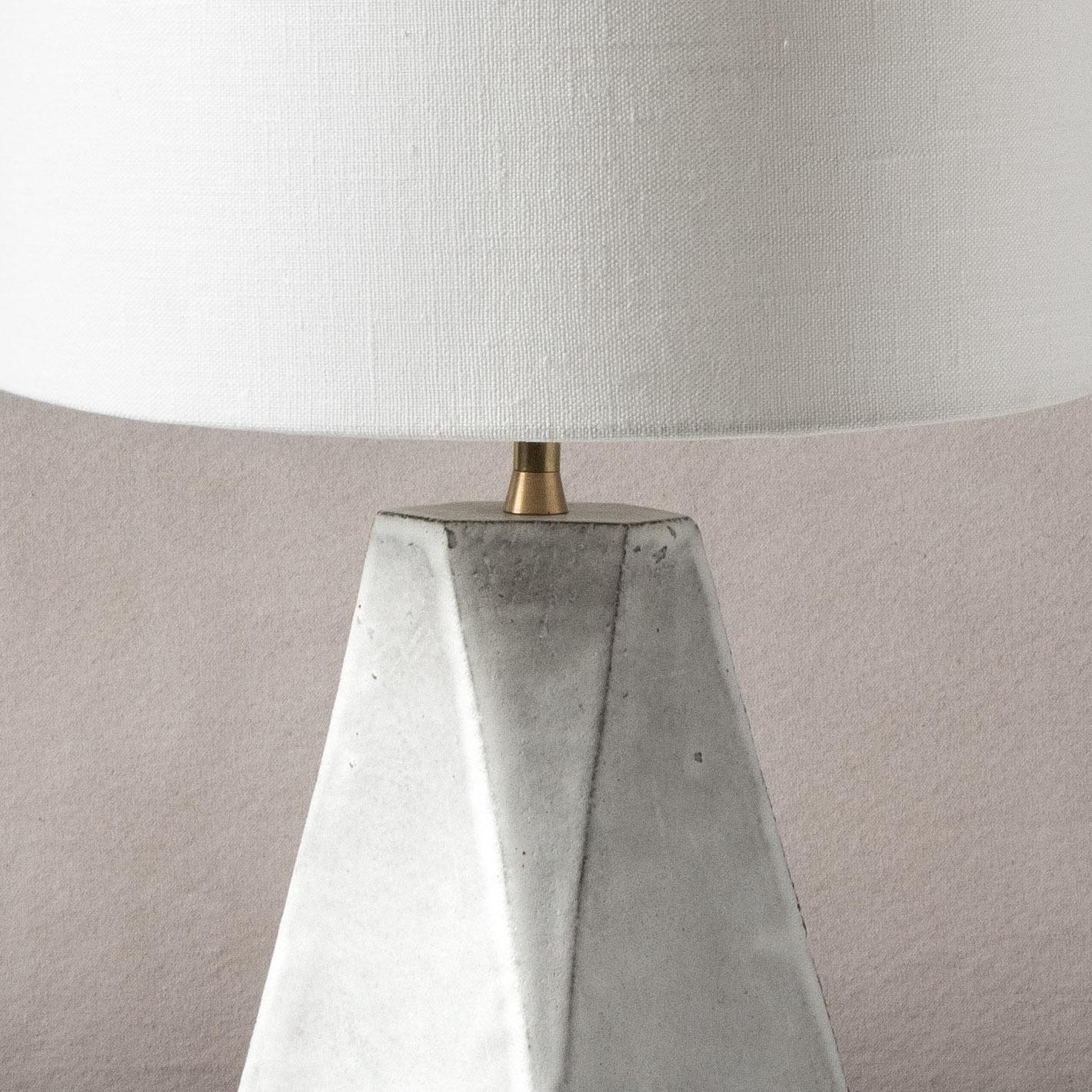 Modern Facet Taper - Matte White-Glazed Small Ceramic Table Lamp For Sale