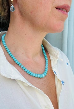 Collar de turquesa «La Bella Durmiente» con facetas, oro amarillo de 18 quilates y diamantes