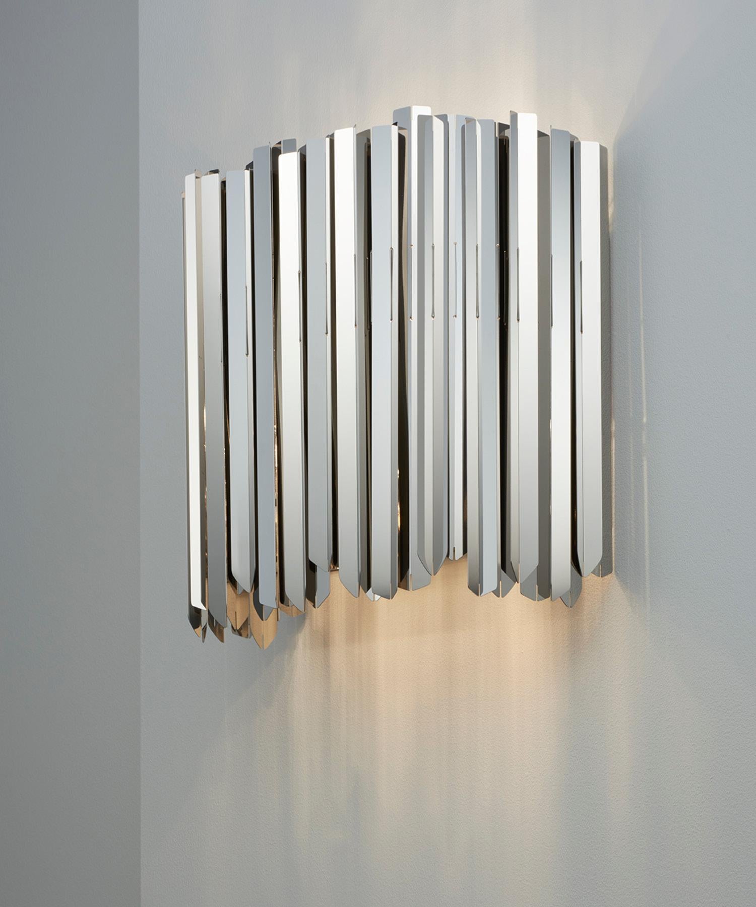 Contemporary Facet Wall Light in Polished Gold by Tom Kirk, UL Listed For Sale