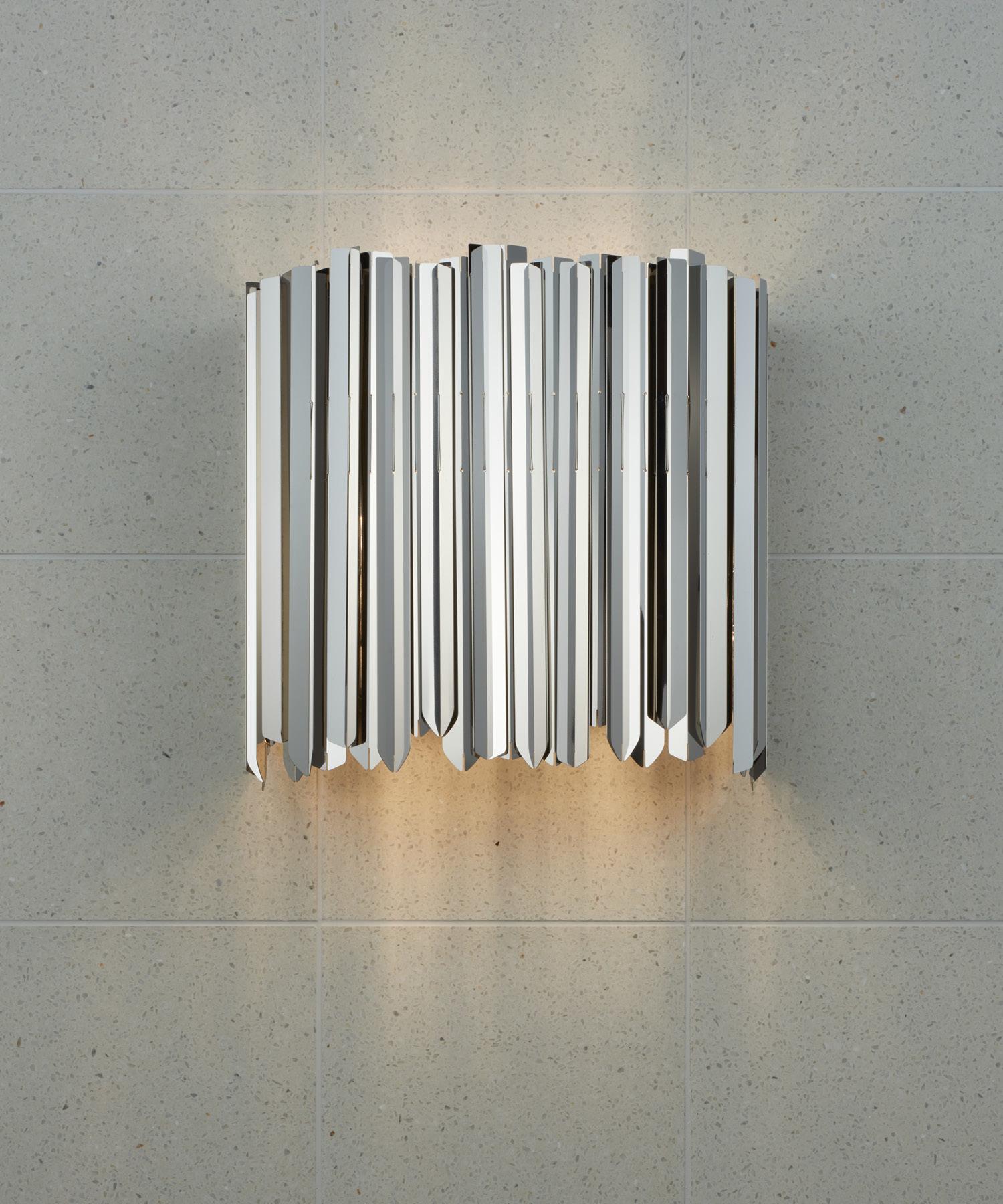 Aluminum Facet Wall Light in Polished Gold by Tom Kirk, UL Listed For Sale