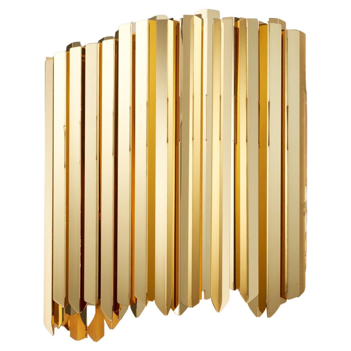 Facet Wall Light in Polished Gold by Tom Kirk, UL Listed For Sale