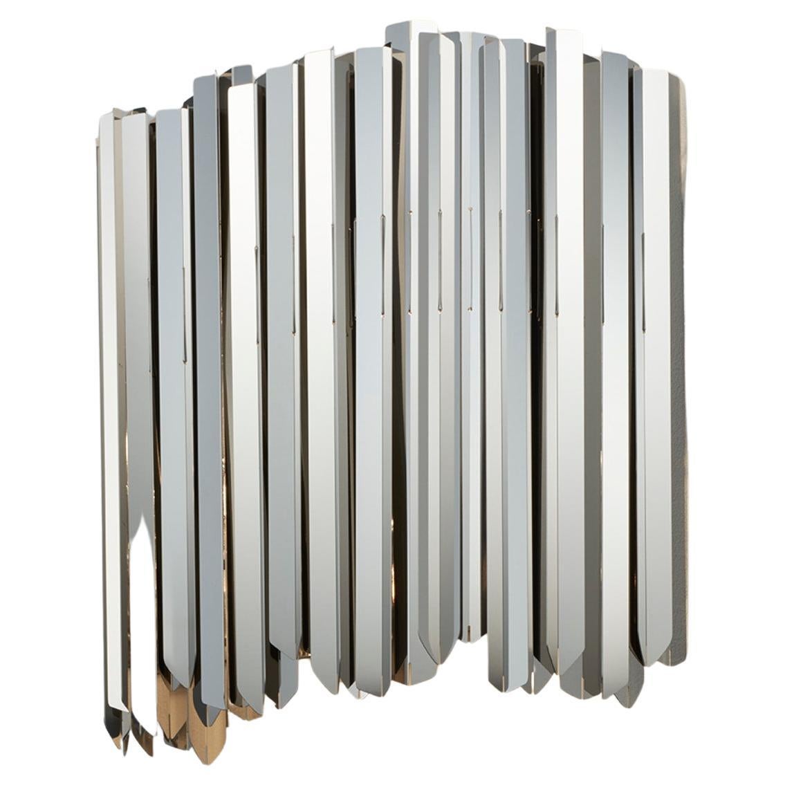 Facet Wall Light in Polished Stainless Steel by Tom Kirk, UL Listed For Sale