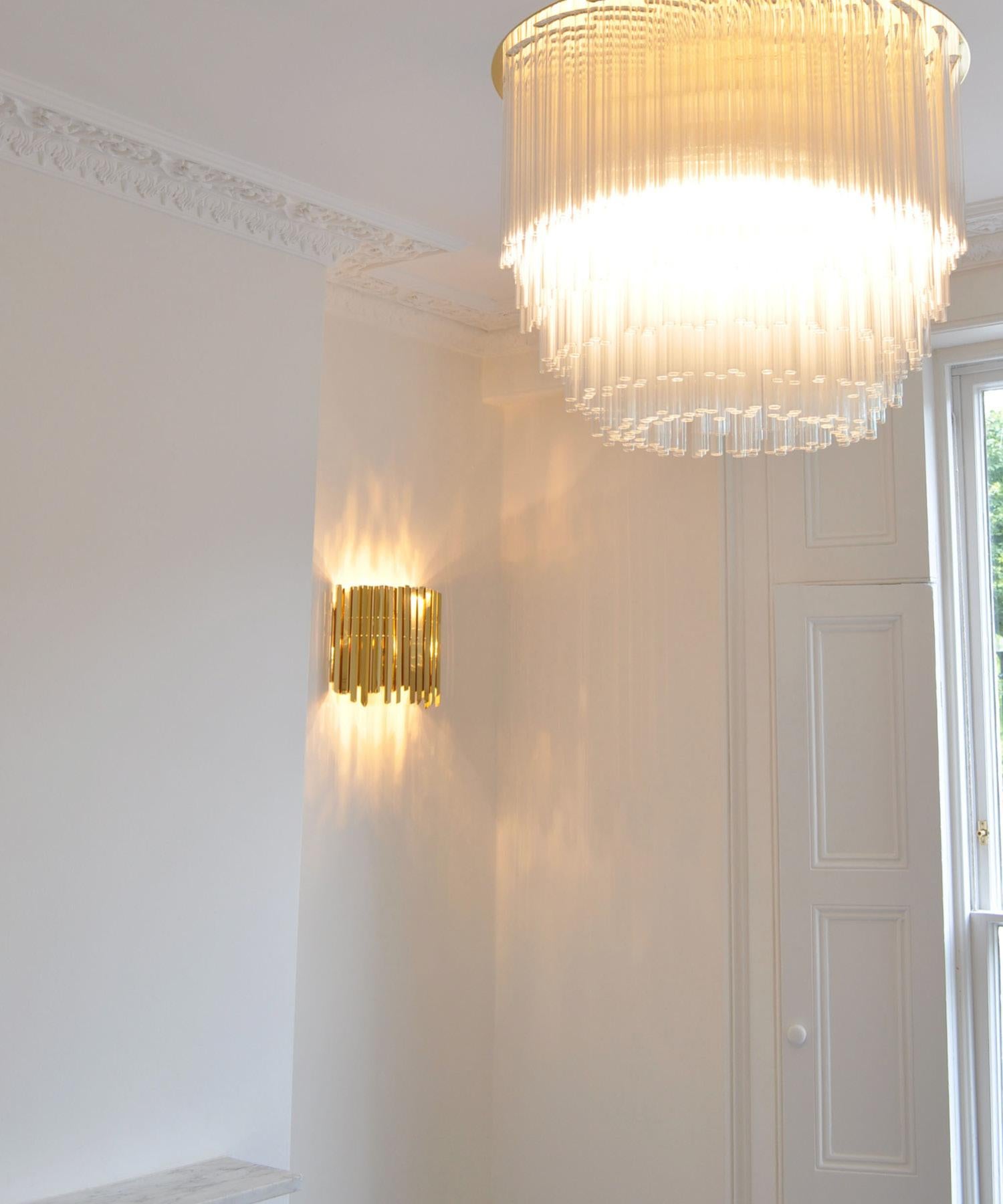 Facet Wall Light in Satin Gold by Tom Kirk, UL Listed For Sale 3