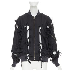 FACETASM 2017 Runway cutout bow pinstripe deconstructed wool bomber jacket JP1 S