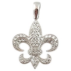 Breloque Fleur De Lis en or blanc 14 carats facettée n°14982