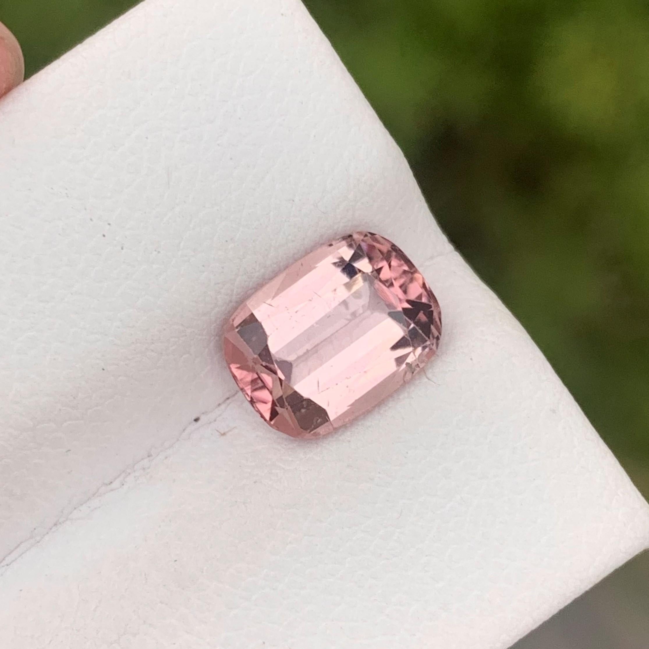 Gemstone Type : Tourmaline
Weight : 2.50 Carats
Dimensions : 9.8x7.3x4.9 Mm
Origin : Kunar Afghanistan
Clarity : Eye Clean
Shape: Cushion
Color: Peach
Certificate: On Demand
Basically, mint tourmalines are tourmalines with pastel hues of light green