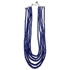Faye Kim Lapis Lazuli Bead Necklace with Silk Ties For Sale at 1stDibs