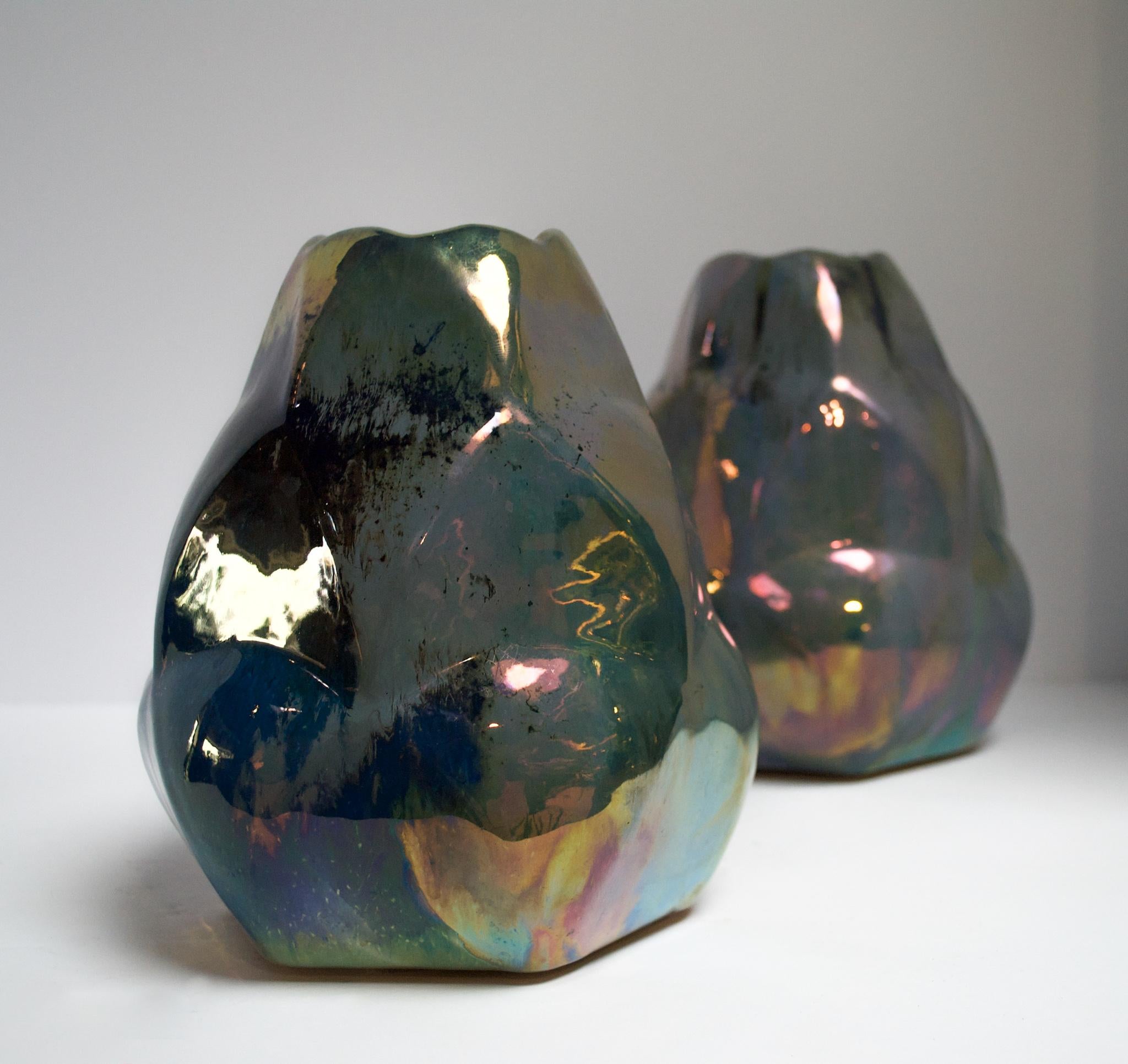20th Century Pair of Faceted Alphonse Cytere Vase For Sale