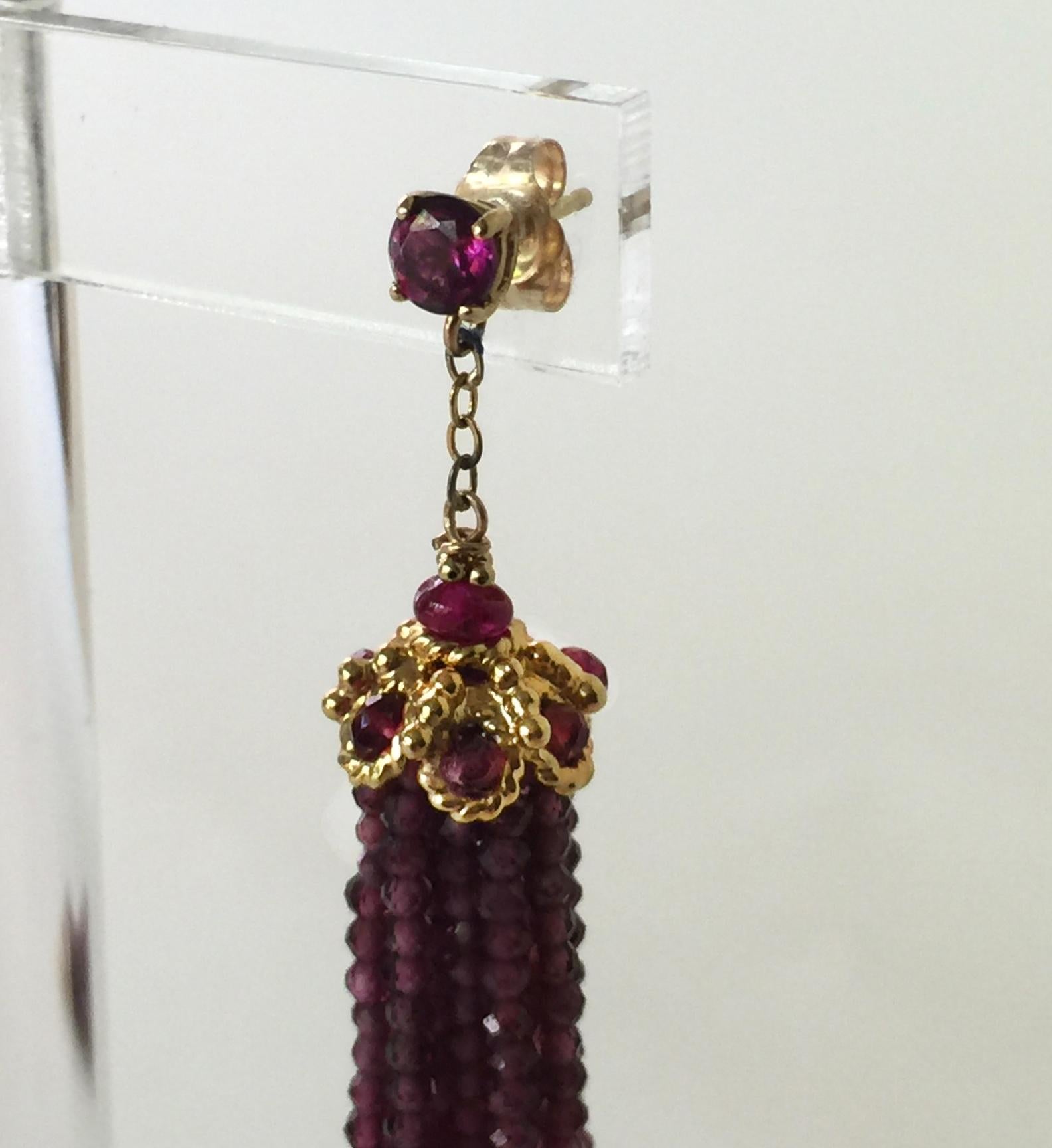 Women's  Marina J Faceted Amethyst  Stud Tassel Dangle Earrings and 14K Yellow Gold  For Sale
