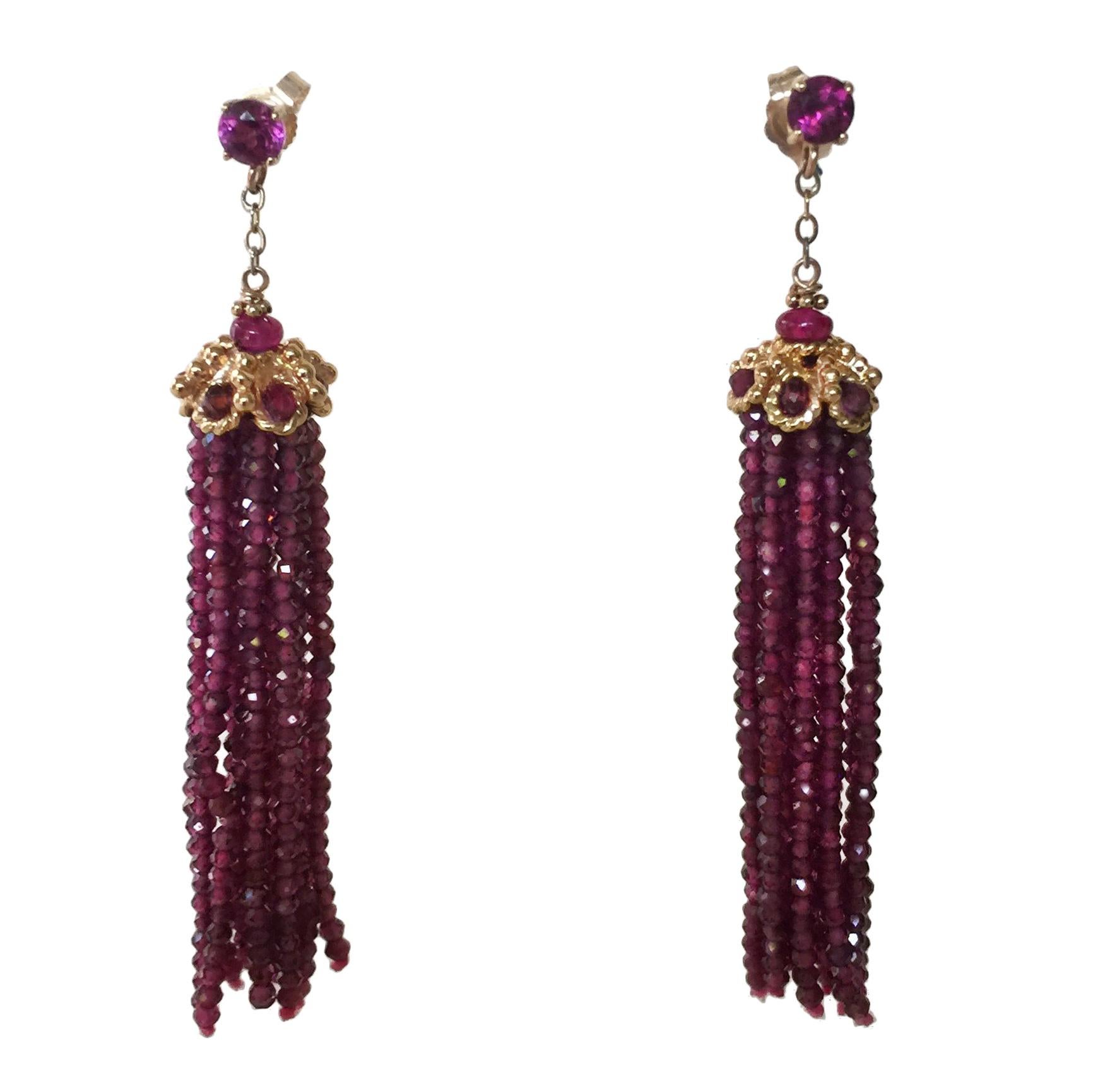  Marina J Faceted Amethyst  Stud Tassel Dangle Earrings and 14K Yellow Gold  For Sale