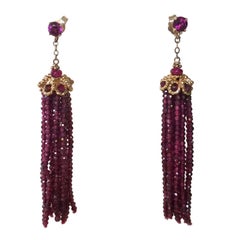  Marina J Faceted Amethyst  Stud Tassel Dangle Earrings and 14K Yellow Gold 