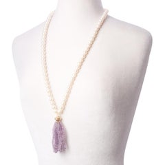 2mm Faceted Amethyst 18 Strand Necklace Tassel