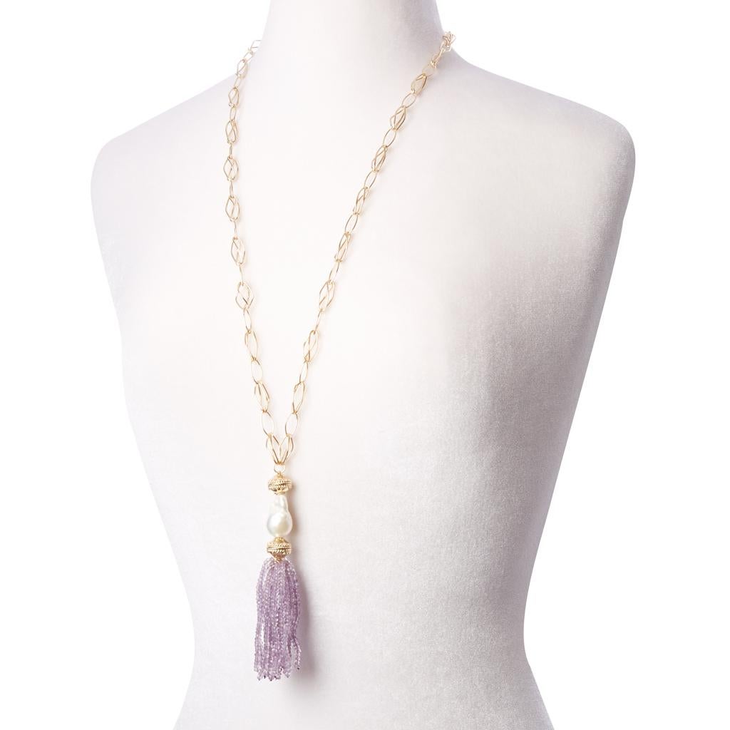 Bead 2mm Faceted Amethyst 18 Strand Necklace Tassel For Sale