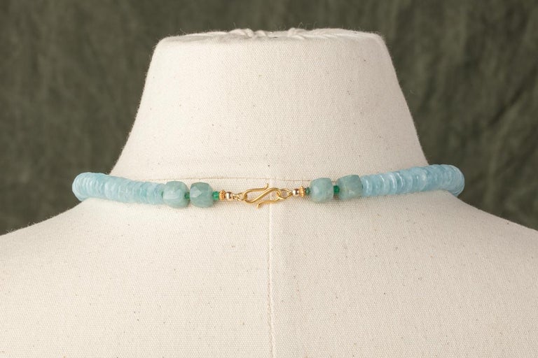 Faceted Aquamarine and Emerald Beaded Necklace by Deborah Lockhart ...