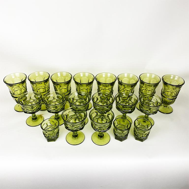 c1960s Indiana Glass Co Vintage Green Glass Pilsner Glass IceCream Float Dish Vase
