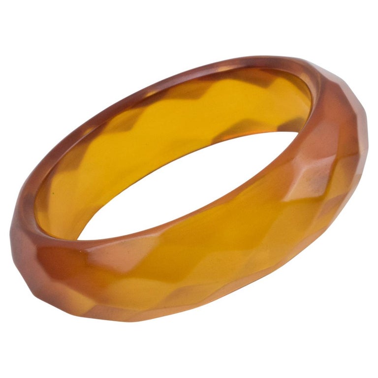 Faceted Bakelite Bracelet Bangle Prystal Orangeade For Sale at 1stDibs