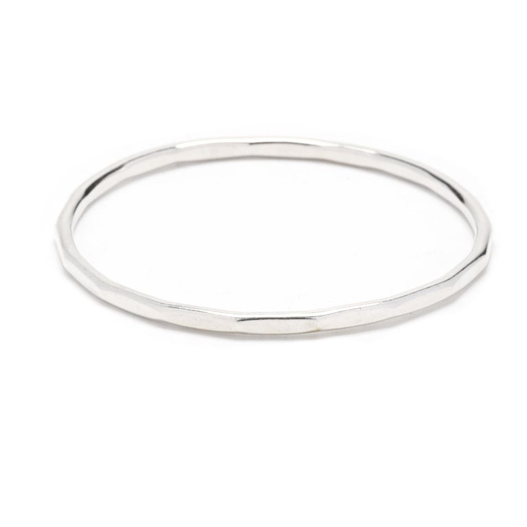 Faceted Bangle Bracelet, Sterling Silver, Simple Silver Bangle For Sale ...
